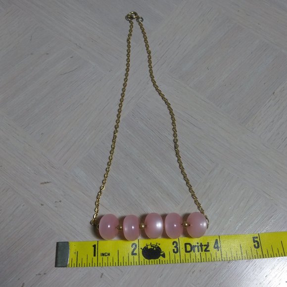 Gold Tone Chain with Pink Beads Necklace - Picture 7 of 7